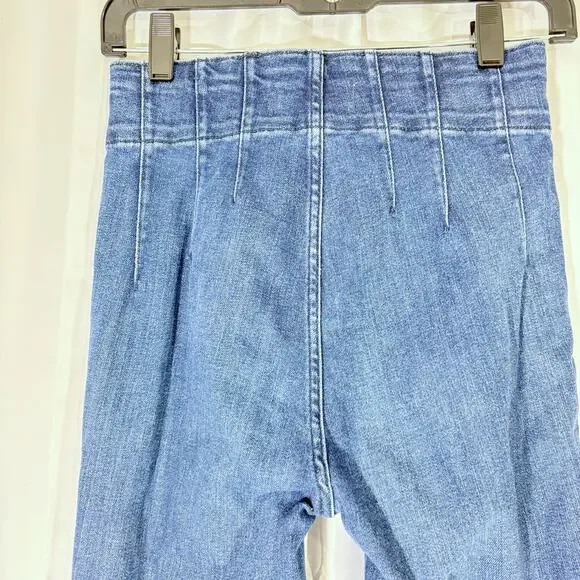 Free People We The Free Jayde High-Waisted Dark Blue Flare Jeans – Size 26 - Picture 5 of 9